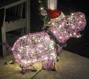 Santa Hippo keeps watch at the Wait's house