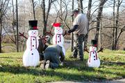 Grounds sets up some snowmen